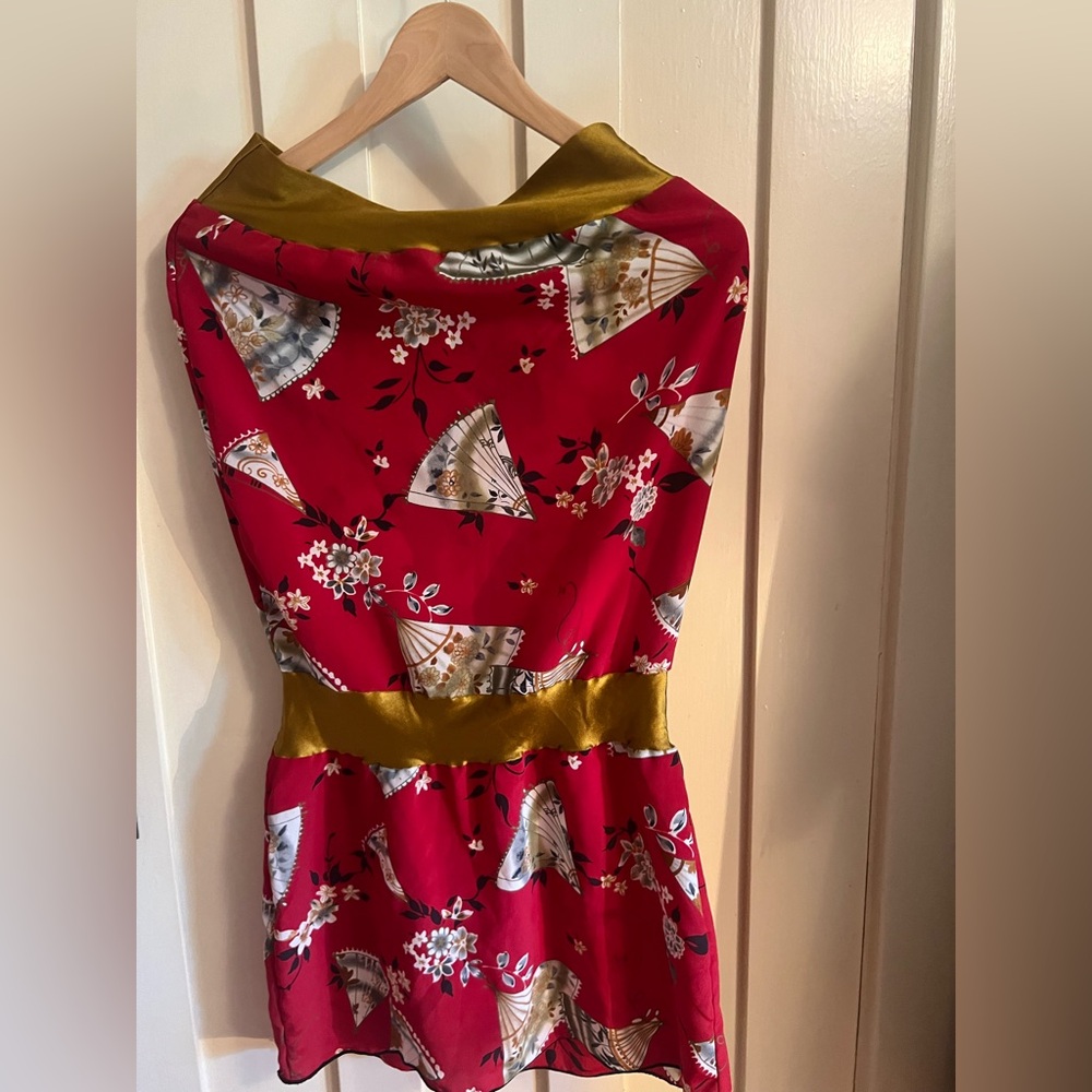 Alala Strapless Red and Gold Dress